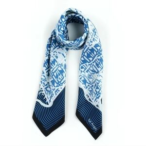 Tal Angel The Vienna Blue Flower 100 Percent Silk Scarf